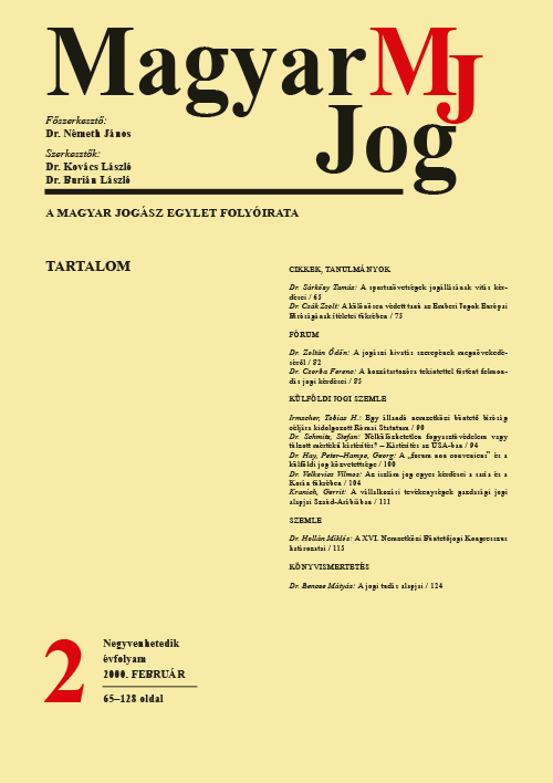 Magyar Jog 2000/2